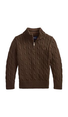 Polo Ralph Lauren Polo Ralph Lauren Kids Long Sleeve Cotton Cable Knit Half Zip Sweater