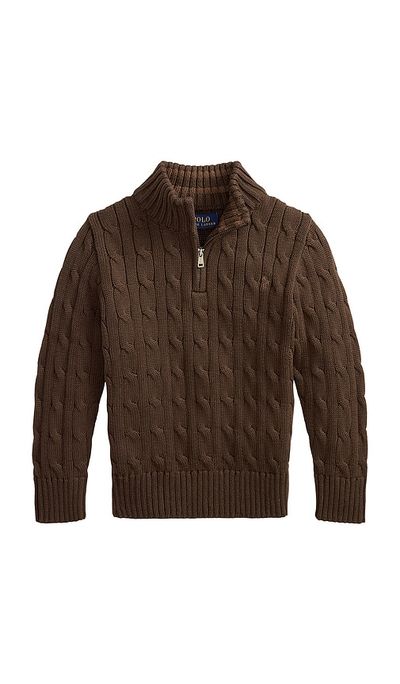 Polo Ralph Lauren Polo Ralph Lauren Kids Long Sleeve Cotton Cable Knit Half Zip Sweater