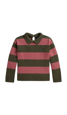 Polo Ralph Lauren Polo Ralph Lauren Kids Long Sleeve Cotton Striped Collared Pullover Sweater