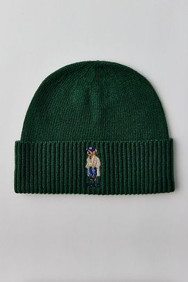 Polo Ralph Lauren Polo Ralph Lauren Litchfield Bear Beanie in Green, Men's at Urban Outfitters