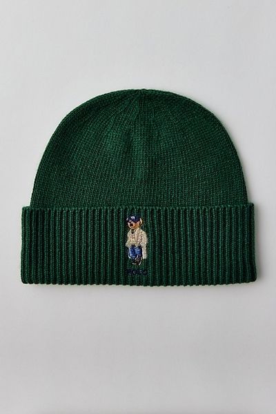 Polo Ralph Lauren Polo Ralph Lauren Litchfield Bear Beanie in Green, Men's at Urban Outfitters