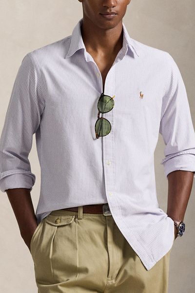 Polo Ralph Lauren Polo Ralph Lauren Long Sleeve Oxford Sport Shirt in Thistle/White, Men's at Urban Outfitters
