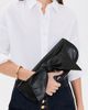 Polo Ralph Lauren Polo Ralph Lauren Nappa Leather Bellport Flap Bow Medium Clutch Black One - 3