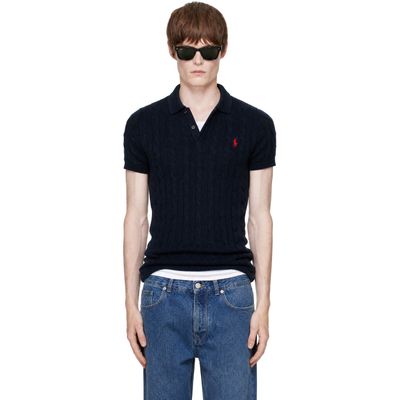 Polo Ralph Lauren Polo Ralph Lauren Navy Cable-Knit Cotton Polo