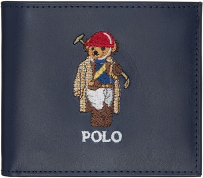 Polo Ralph Lauren Polo Ralph Lauren Navy Polo Bear Leather Billfold Wallet