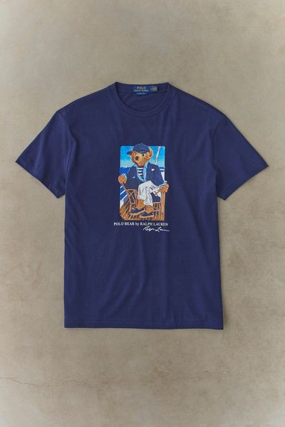 Polo Ralph Lauren Polo Ralph Lauren Newport Bear Graphic Tee in Navy, Men's at Urban Outfitters