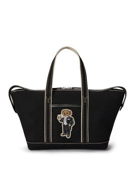 Polo Ralph Lauren Polo Ralph Lauren Polo Bear Embroidered Canvas & Leather Small Shopper Tote