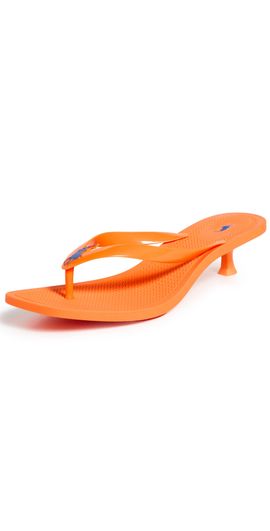 Polo Ralph Lauren Polo Ralph Lauren Polo Play Kitten Heel Thong Sandals Orange Peel