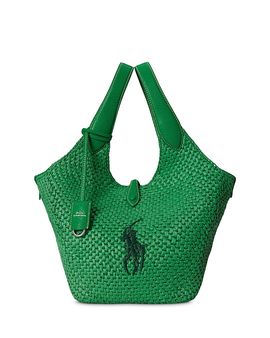 Polo Ralph Lauren Polo Ralph Lauren Polo Play Medium Faux Raffia Tote Bag
