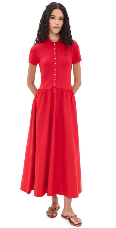 Polo Ralph Lauren Polo Ralph Lauren Poplin Collared Dress Very Red