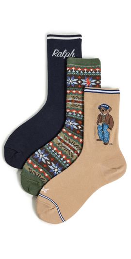 Polo Ralph Lauren Polo Ralph Lauren Pre-Fall Bear Socks 3-Pack Tan One