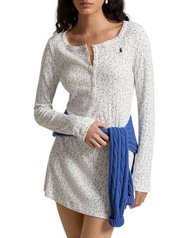 Polo Ralph Lauren Polo Ralph Lauren Pretty Pointelle Cotton Long Sleeve Sleep Kaftan
