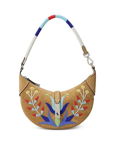 Polo Ralph Lauren Polo Ralph Lauren Prl x TOPA Wild Blossom Polo Id Beaded Suede Convertible Shoulder Bag