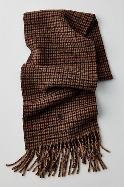 Polo Ralph Lauren Polo Ralph Lauren Reversible Scarf in Brown Plaid, Men's at Urban Outfitters