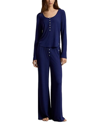 Polo Ralph Lauren Polo Ralph Lauren Rib Henley Wide Leg Pants Pajama Set