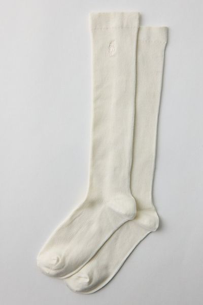 Polo Ralph Lauren Polo Ralph Lauren Ribbed Knee-High Socks in Ivory, Women's at Urban Outfitters