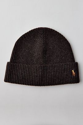 Polo Ralph Lauren Polo Ralph Lauren Signature Cuff Beanie in Dark Brown, Men's at Urban Outfitters
