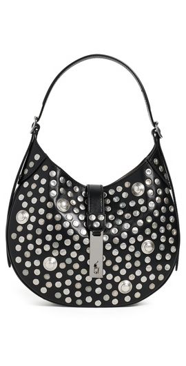 Polo Ralph Lauren Polo Ralph Lauren Studded Leather Shoulder Bag Black One