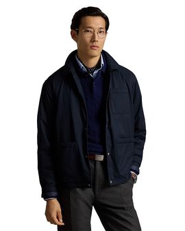 Polo Ralph Lauren Polo Ralph Lauren The Abottson Gabardine Leather Collar Down Overshirt