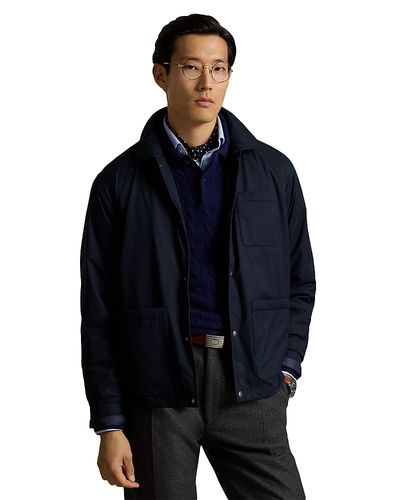 Polo Ralph Lauren Polo Ralph Lauren The Abottson Gabardine Leather Collar Down Overshirt