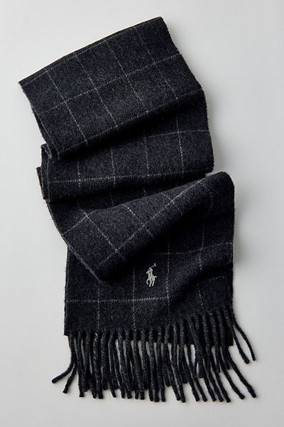 Polo Ralph Lauren Polo Ralph Lauren Windowpane Check Reversible Scarf in Grey, Men's at Urban Outfitters