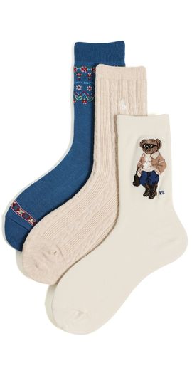 Polo Ralph Lauren Polo Ralph Lauren Winter Bear Socks 3-Pack Ivory One
