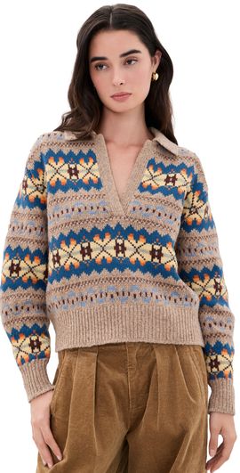 Polo Ralph Lauren Polo Ralph Lauren Wool Blend Collared Sweater Tan Multi