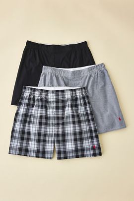 Polo Ralph Lauren Polo Ralph Lauren Woven Cotton Boxer Shorts 3-Pack in Bengal Stripe, Men's at Urban Outfitters