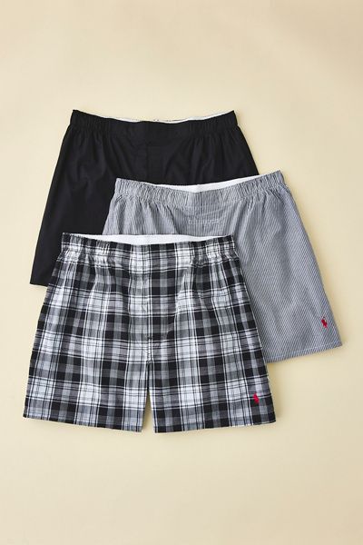 Polo Ralph Lauren Polo Ralph Lauren Woven Cotton Boxer Shorts 3-Pack in Bengal Stripe, Men's at Urban Outfitters