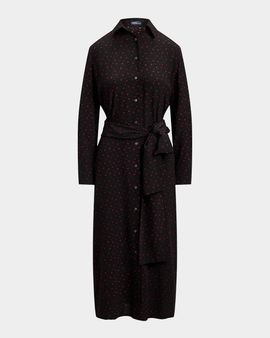 Polo Ralph Lauren Printed Crepe Tie-Waist Shirtdress