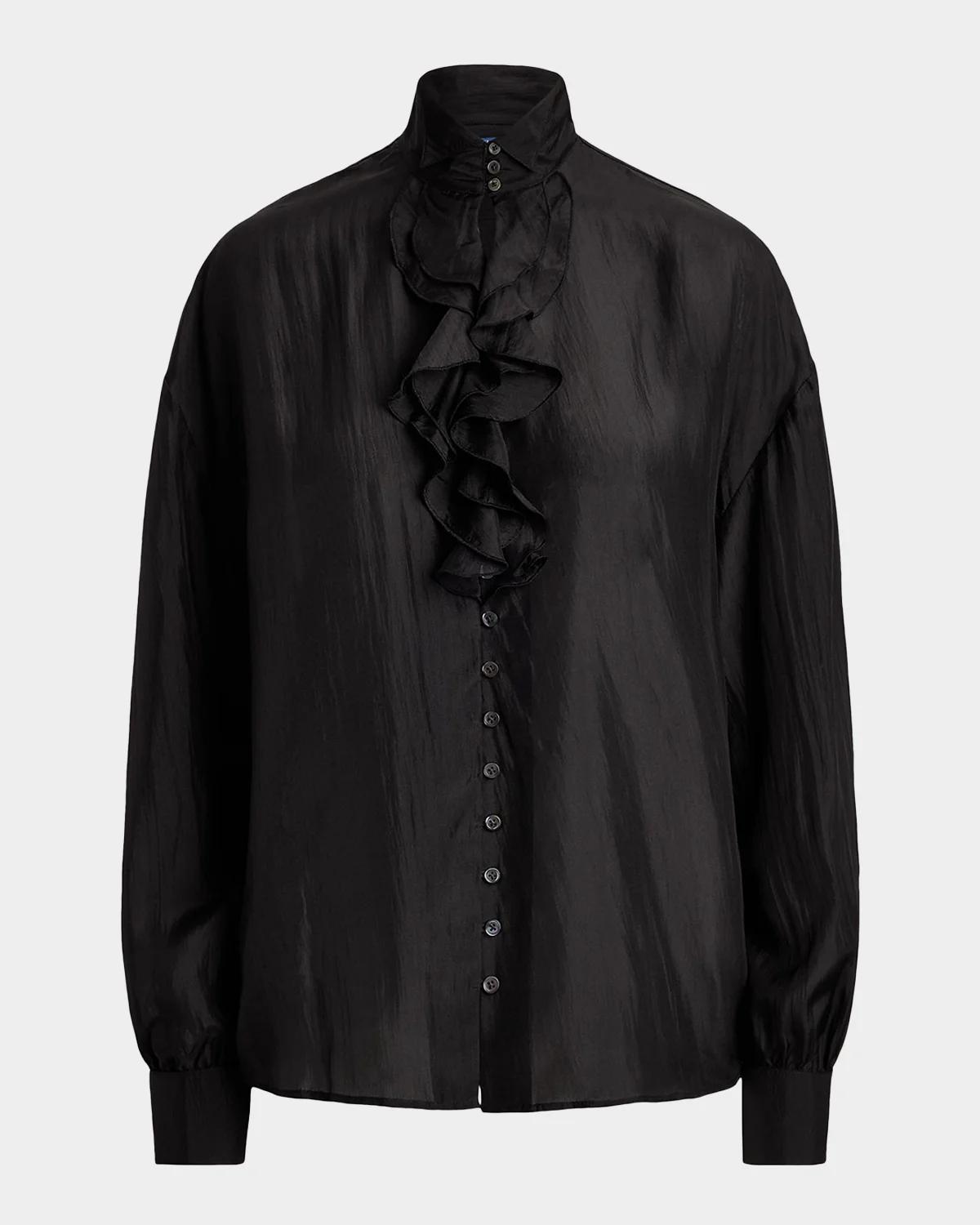 Polo Ralph Lauren Silk Habutai Ruffle Shirt