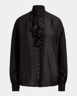 Polo Ralph Lauren Silk Habutai Ruffle Shirt