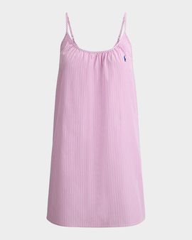 Polo Ralph Lauren Striped Cotton Gathered Mini Slipdress