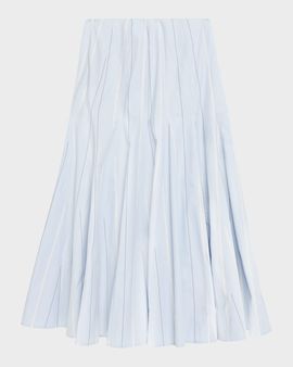 Polo Ralph Lauren Striped Godet Cotton Poplin Midi Skirt