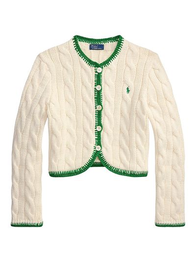 Polo Ralph Lauren Women's Cable-Knit Stretch-Cotton Crop Cardigan