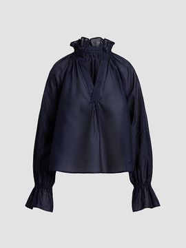 Polo Ralph Lauren Women's Cotton-Silk Organdy Ruffle Blouse