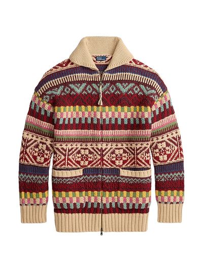 Polo Ralph Lauren Women's Geometric Cotton-Wool Cardigan