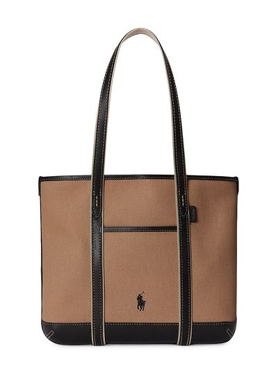 Polo Ralph Lauren Women's Polo Bear Leather-Trim Canvas Tote Bag