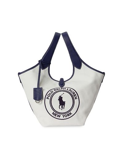 Polo Ralph Lauren Women's Polo Play Medium Logo Cotton Canvas Tote Bag
