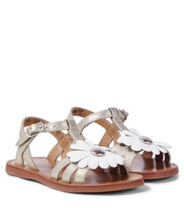 Pom d'Api Pom d'Api Plagette Big Flo metallic leather sandals