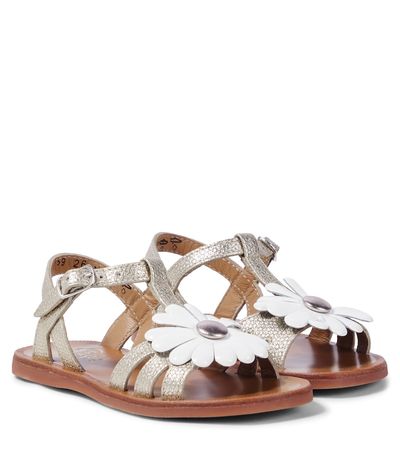 Pom d'Api Pom d'Api Plagette Big Flo metallic leather sandals