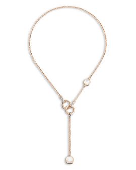 Pomellato Pomellato 18K Rose & White Gold Diamond, White Topaz & Mother-of-Pearl Lariat Necklace, 20