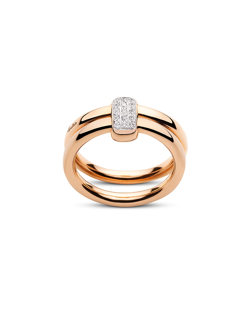 Pomellato Pomellato 18K Rose Gold Iconica Diamond Double Row Ring, 0.10 tcw