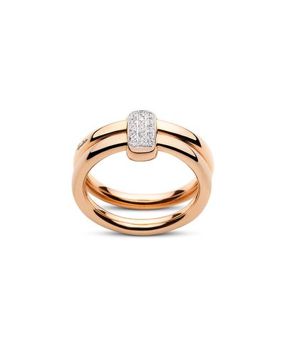 Pomellato Pomellato 18K Rose Gold Iconica Diamond Double Row Ring, 0.10 tcw