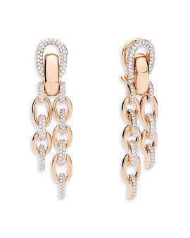 Pomellato Pomellato 18K Rose Gold Iconica Diamond Link Drop Earrings, 2.61 tcw