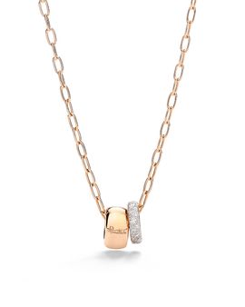 Pomellato Pomellato 18K Rose Gold Iconica Diamond Pave Two Ring Pendant Necklace, 0.3 tcw