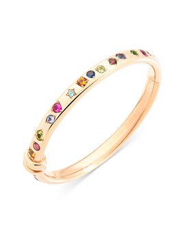 Pomellato Pomellato 18K Rose Gold Iconica Multi Gemstone Geometrically Set Bangle Bracelet