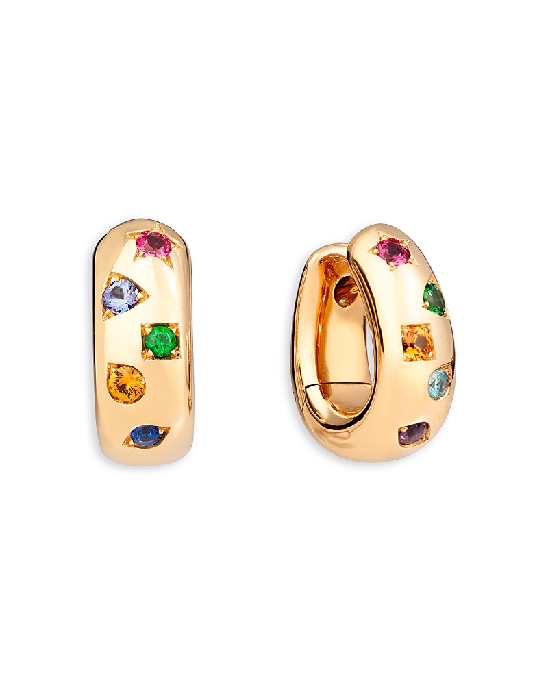 Pomellato Pomellato 18K Rose Gold Iconica Multi Gemstone Huggie Hoop Earrings