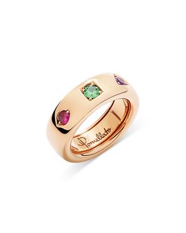 Pomellato Pomellato 18K Rose Gold Iconica Three Stone Geometric Set Wide Band
