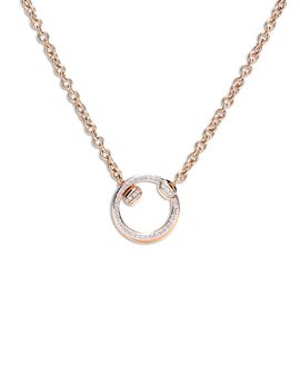 Pomellato Pomellato 18K Rose Gold Pomellato Together Diamond Pave Double Circle Pendant Necklace, 0.20 tcw